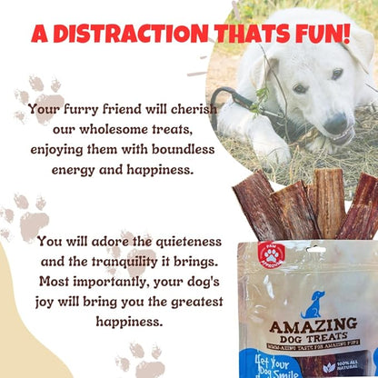 Amazing Dog Treats - Beef Esophagus Jerky for Dogs (6 Inch - 25 Pc/Pack) - Beef Gullet Dog Chews - Beef Esophagus Dog Treats