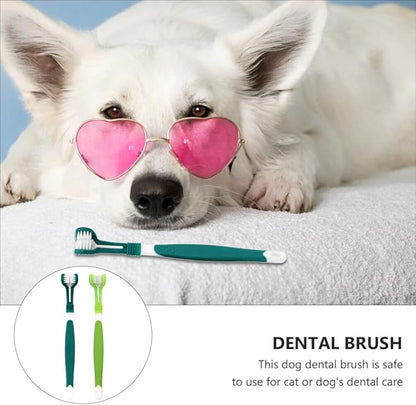 Mipcase 6pcs Dog Toothbrush, Triple Head Cat Toothbrush Cleaning Pet Dental Care Gentle dog tooth brushing kit for Dog Cat Teeth Cleaning