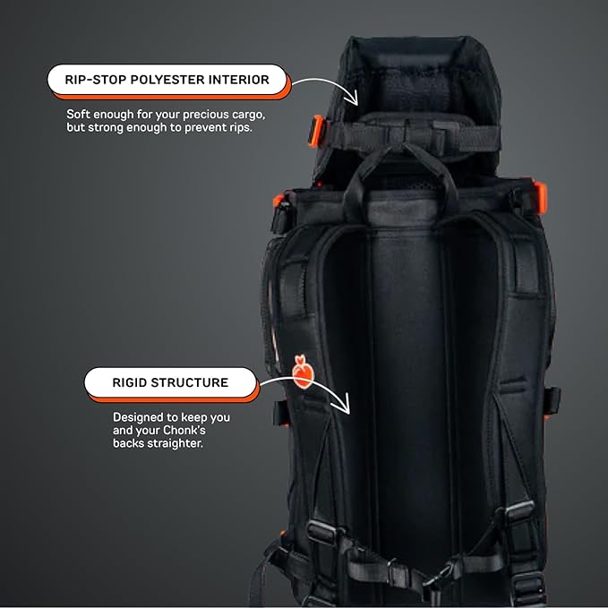 The Maxine One Dog Backpack Carrier by LITTLE CHONK | Adjustable Front Facing Bag for Travel or Hiking | Made for Pets Up to 35 lbs | Small, Bark After Dark Black