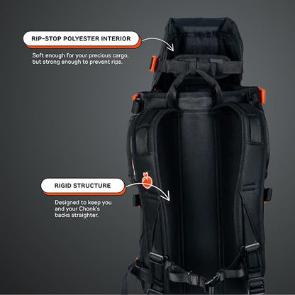 The Maxine One Dog Backpack Carrier by LITTLE CHONK | Adjustable Front Facing Bag for Travel or Hiking | Made for Pets Up to 35 lbs | Small, Bark After Dark Black