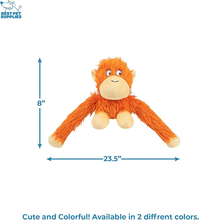 Best Pet Supplies O-Hug-Atan Interactive Squeaky Plush Toy for Small and Medium Breed Puppies or Dogs - O-Hug-Atan (Orange) (Pack of 5)