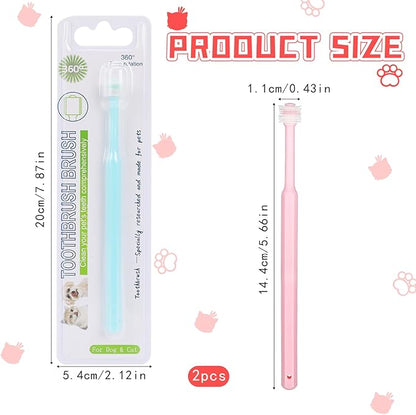 2 Pack Puppy Tooth Brushing Kit, 360 Degree Silicone Dog / Cat Toothbrush Pet Dental Care Dog Oral Hygiene Deep Clean Pet Teeth Cleaning Tool Soft Bristles Friendly to Gums, Easy to Handle - Small