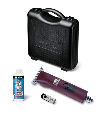 Andis – 22330, Professional AGC Super 2-Speed Horse Clipper with Detachable Blade - Cool & Quiet Running Design - Includes Ultra Edge Size T-84 Blade for Complete Horse Grooming - Burgundy