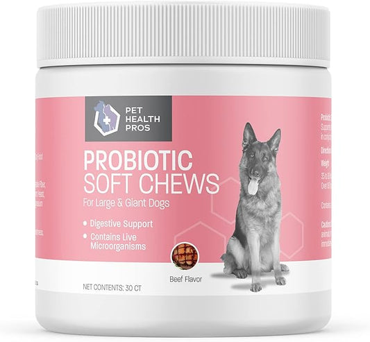 Dog Probiotic Chews for Dogs - Support Healthy Digestion Dog Probiotics and Digestive Enzymes for Gut Health for Dogs - for Traveling, Kenneling and Training - Large/Giant Dog - 30 ct