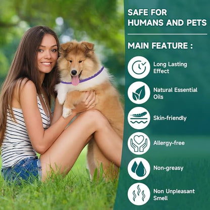 4 Pack Flea Collar for Dogs, 8 Months Flea and Tick Prevention for Dogs, Natural Flea and Tick Collar for Dogs, Tick Collar for Dogs, Waterproof Dog Flea Collar, One Size Fits All, Purple