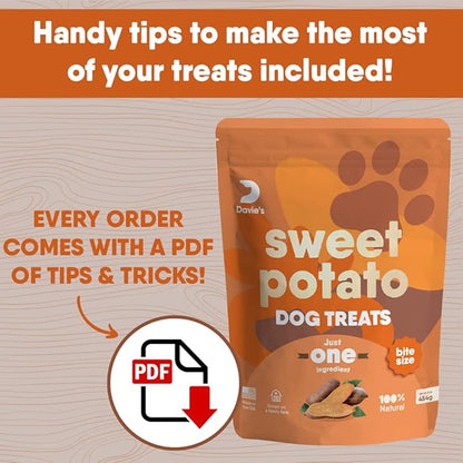 Davie's Sweet Potato Dog Training Treats - Bite Size Dog Treats for Small or Large Dogs, Vegan Dog Training Treats, Made in The USA, Grain Free, Alternative to Rawhide Chews
