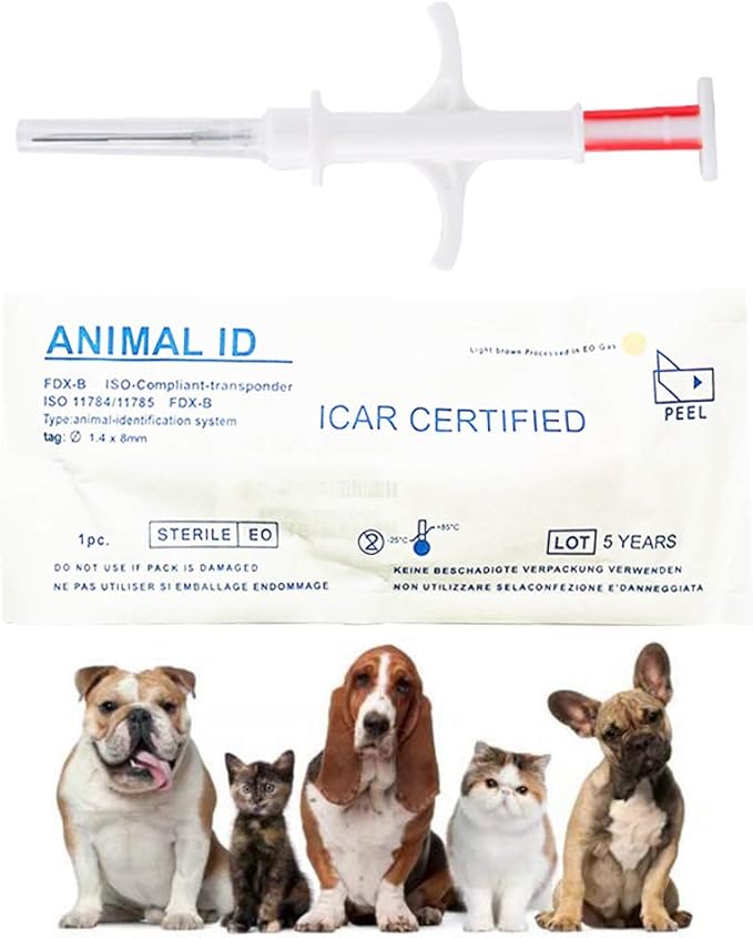 Smoostart 20 Pack 1.25x7mm Universal Standard Pet Microchip, ISO11784/ISO11785/FDX-B Pet ID Tags, 15 Bit Microchip Dog for Animal/Pet/Dog/Cat/Pig
