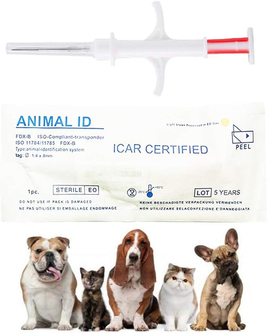 Smoostart 20 Pack 1.4x8mm Universal Standard Pet Microchip, ISO11784/ISO11785/FDX-B Pet ID Tags, 15 Bit Microchip Dog for Animal/Pet/Dog/Cat/Pig