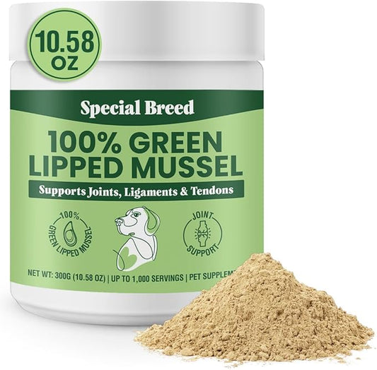 Green Lipped Mussels for Dogs & Cats - Premium Joint Supplement Powder for Hips, Joints, and Muscles (300 Grams, Up to 1,000 Servings)