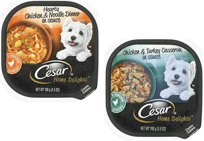 Cesar Home Delights Wet Dog Food - 8 Flavor Variety Pack, 3.5 Oz Each - Pack of 8 Plus My Buddy Notepad (9 Items Total)