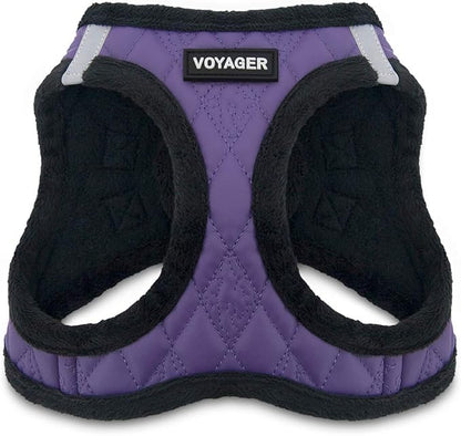 Voyager Step-In Plush Dog Harness – Soft Plush, Step In Vest Harness for Small and Medium Dogs by Best Pet Supplies - Harness (Purple Faux Leather), L (Chest: 18 - 20.5")