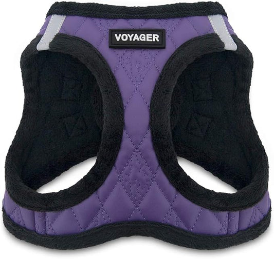 Voyager Step-In Plush Dog Harness – Soft Plush, Step In Vest Harness for Small and Medium Dogs by Best Pet Supplies - Harness (Purple Faux Leather), L (Chest: 18 - 20.5")