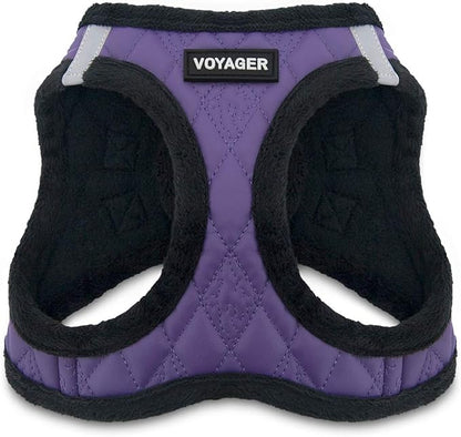 Voyager Step-In Plush Dog Harness – Soft Plush, Step In Vest Harness for Small and Medium Dogs by Best Pet Supplies - Harness (Purple Faux Leather), M (Chest: 16 - 18")