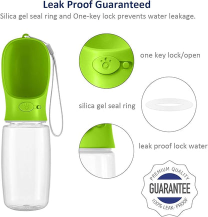 WePet Portable Dog Water Bottle with Food Container, 19 OZ + 6 OZ, Leak Proof Puppy Water Dispenser with Drinking Feeder for Pets Outdoor Walking, Hiking, Travel, Food Grade Plastic