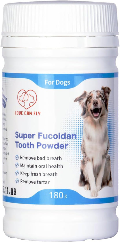 Dog Teeth Cleaning Powder - Simple Feeding/Tartar Plaque Removal Aid/Eliminate Oral Odor/Pet Dental Care with Super Fucoidan, Norwegian Kelp 6.4 Oz