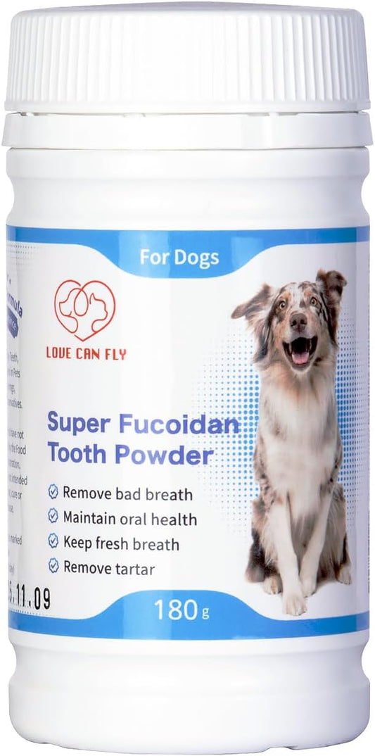 Dog Teeth Cleaning Powder - Simple Feeding/Tartar Plaque Removal Aid/Eliminate Oral Odor/Pet Dental Care with Super Fucoidan, Norwegian Kelp 6.4 Oz