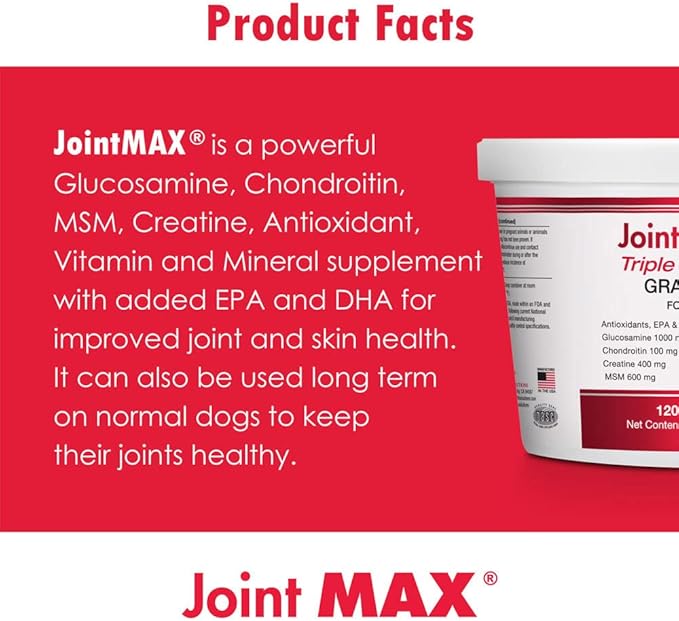 TS Joint Supplement Vet Formulated Pain & Inflammation Relief Treats Hip Dysplasia & Arthritis, Glucosamine, Chondroitin, Turmeric, MSM, HA, Creatine, Omega 3 EPA + DHA. Granules 120 Doses