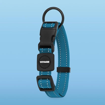 Voyager Reflective Dog Leash Collar Set with Neoprene Handle Supports Small, Medium, and Large Breed Puppies, Cute and Heavy Duty for Walking, Running, and Training - Turquoise, M