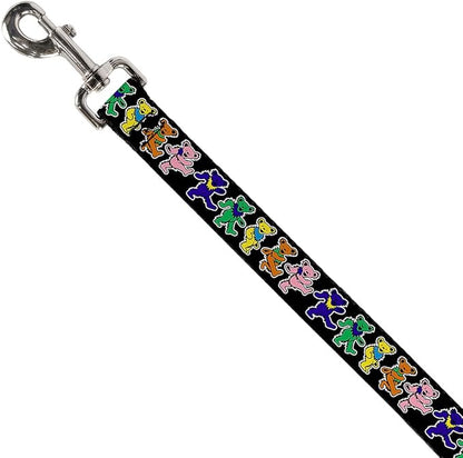 Buckle-Down Pet Leash - Dancing Bears Black/Multi Color - 4 Feet Long - 1/2" Wide