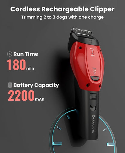 DOG CARE Smart Dog Clippers for Grooming with 3 Speeds, Auxiliary Light, Cordless Professional Dog Grooming Clippers, Low Noise Rechargeable Heavy-Duty Pet Hair Shaver for Dog Cat 2024 Upgraded