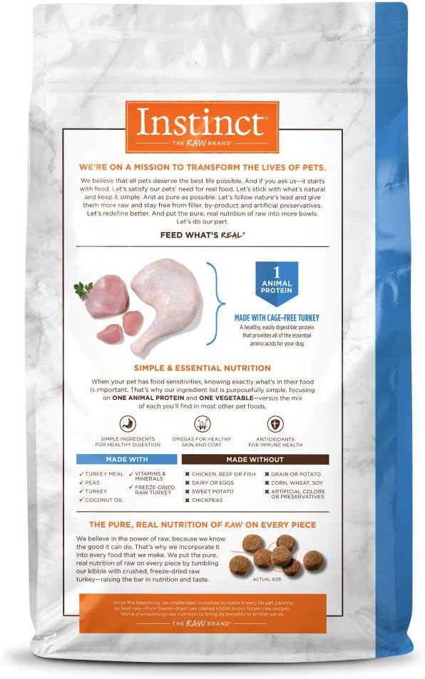 Instinct Limited Ingredient Diet Grain Free Recipe with Real Turkey Natural Dry Dog Food by Nature's Variety, 22 lb. Bag