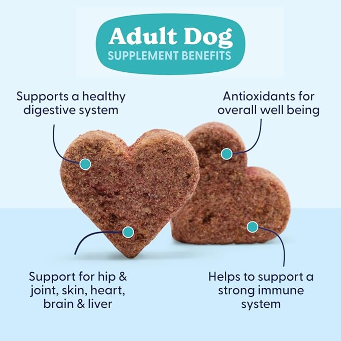 Adult Dog Multifunction Support, Omega 3 Supplement, Gut Health Probiotics, Immune Support, Heart, Skin, Liver, Brain, Joint Health, Glucosamine Chondroitin, Bacon Flavor, 90 Soft Chews