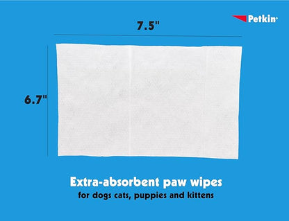 Paw Wipes Plus, 100 Orange Scented Wipes - Absorbent Pet Paw Wipes Remove Daily Dirt & Odors - Enriched with Paw Balm Protectant - Easy to Use Pet Wipes for Dogs, Cats, Puppies & Kittens