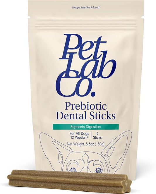 Petlab Co. Dental Sticks – Dog Dental Chews -Target Plaque & Tartar Build-Up at The Source - Designed to Maintain Your Dog’s Oral Health, Keep Breath Fresh and Provide Digestive Help (6 Sticks)