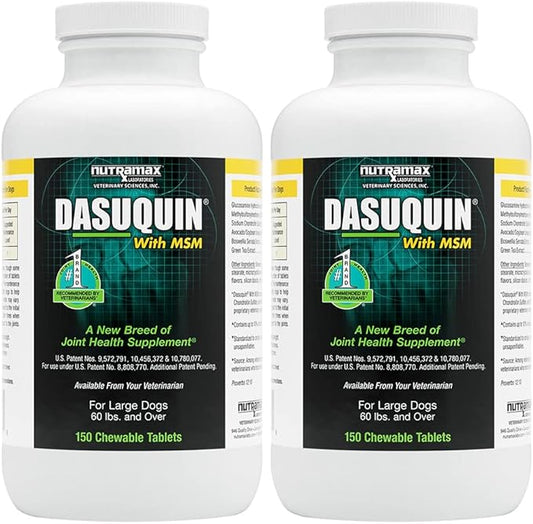 Nutramax Laboratories Dasuquin with MSM Joint Health Supplement for Large Dogs - With Glucosamine,MSM,Chondroitin,ASU,Boswellia Serrata Extract,and Green Tea Extract,2 Pack,300 Total Chewable Tablets