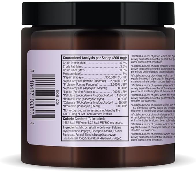 Bark & Whiskers Digestive Enzymes Kibble Diet, for Dogs & Cats, 4.23 oz. (120 g), 150 Scoops, Promotes Carb & Starch Breakdown, Veterinarian Formulated, Non-GMO, Dr. Mercola
