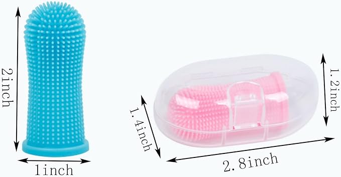 360º Dog Fingerbrush Toothbrush Kit (4-Pack) Ergonomic Design, Full Surround Bristles For Easy Teeth Cleaning, Dental Care For Puppies, Cats And Small Large Breed Pets, Blue Orange Pink Light Blue