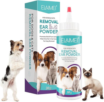 Removal Ear Powder for Pets, Dog Ear Cleaner, Removes Irritation, Itching and Infection, Reduce Ear Scratching and Head Shaking, Pets Ear Infection Treatment, Cleans & Remove Odors