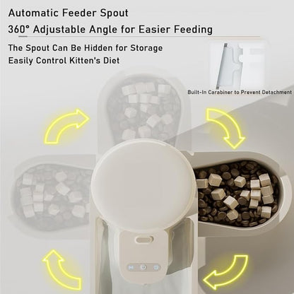 Marchul Wireless Pet Fountain and Gravity Auto Feeder Set, 67 oz(2L) Non-Leakage Silent Pet Fountain with Multi-Angle Auto Cat Feeder, Motion Sensor Pet Fountain Dual Mode, with Filter, Charger