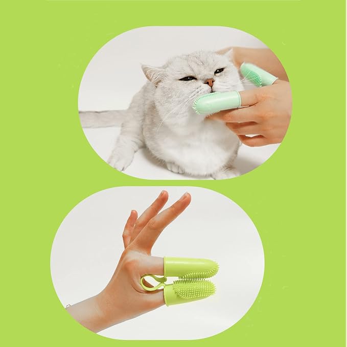 2 Pack Dog & Cat Toothbrush, Finger Toothbrush Kit,135ºSurround Fine Soft Bristles,Double-Finger Toothbrush Dental Care, Easy Teeth Cleaning for Dogs,Puppies, Cats and Small Pets