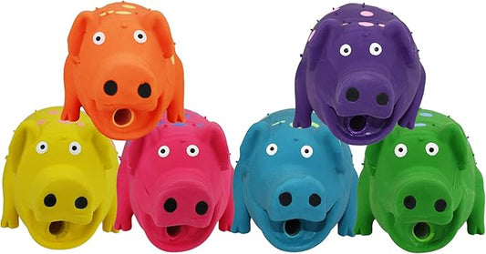 Multipet's 9-Inch Latex Polka Dot Globlet Pig Dog Toy, Assorted Colors