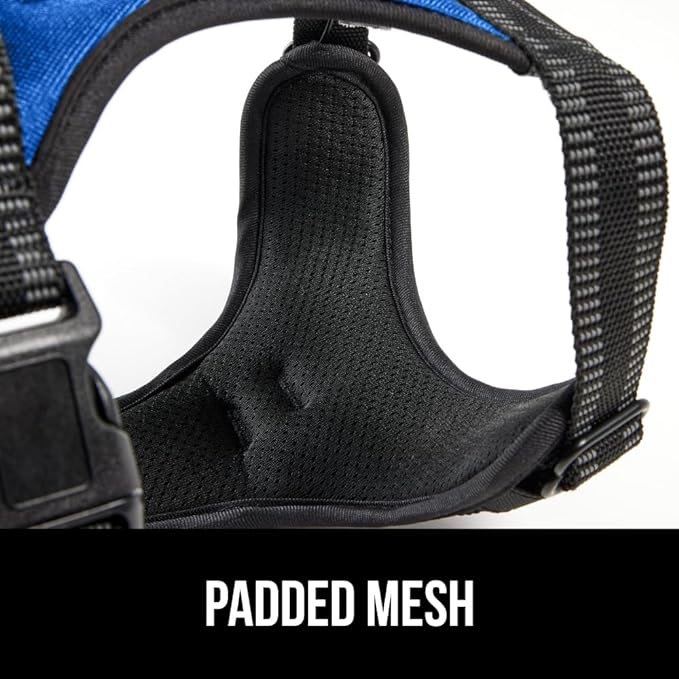 Gorilla Grip No Pull Comfortable Durable Dog Harness with Handle, Pet Leash Clips on Chest or Back for Walking, Padded Mesh Pets Vest, Adjustable Reflective Straps, Puppy Training, Blue