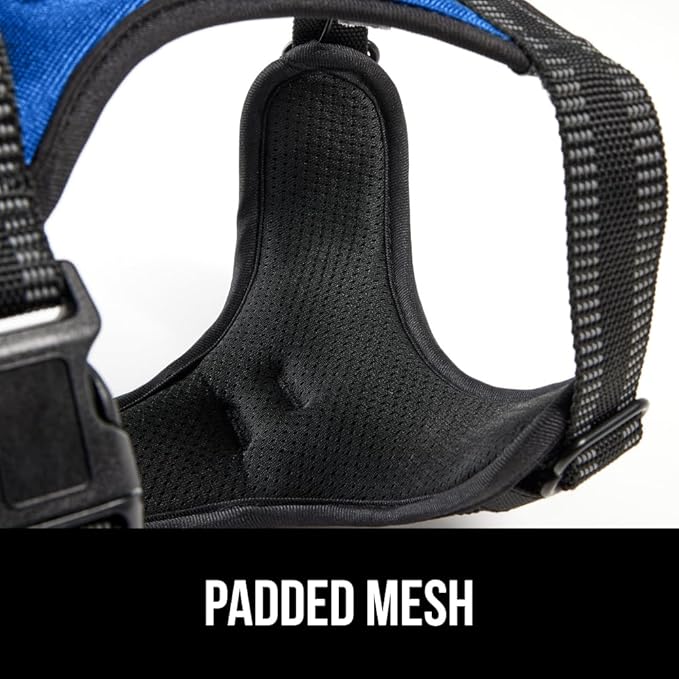 Gorilla Grip No Pull Comfortable Durable Dog Harness with Handle, Pet Leash Clips on Chest or Back for Walking, Padded Mesh Pets Vest, Adjustable Reflective Straps, Puppy Training, Blue