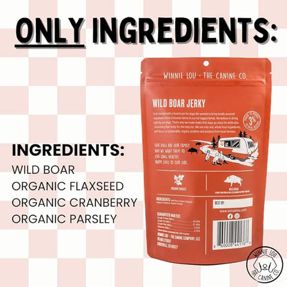 WINNIE LOU Jerky Organic Jerky Dog Treats Made in The USA – Human Grade Dog Treats – Dog Jerky Treats – All Natural Dog Treats – Healthy Dog Treats (Wild Boar)