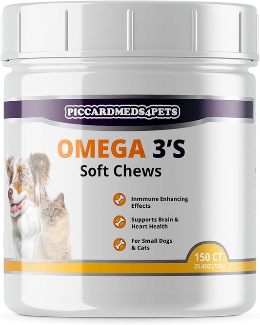 Skin and Coat Omega 3's Soft Chews Small Dogs and Cats 150 CT