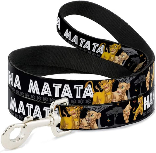 Buckle-Down Pet Leash - Lion King Simba & Nala HAKUNA MATATA - 6 Feet Long - 1/2" Wide