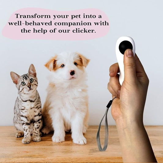 Premium Quality Cat & Dog Training Clicker with a Wrist Strap. Lightweight Unique Design, Effective Pet Training Tool for Cats or Puppies (Black)