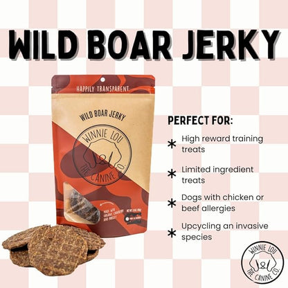 WINNIE LOU Jerky Organic Jerky Dog Treats Made in The USA – Human Grade Dog Treats – Dog Jerky Treats – All Natural Dog Treats – Healthy Dog Treats (Wild Boar)