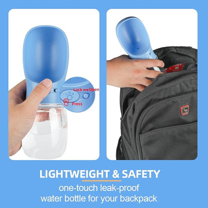 Dog Water Bottle, Lightweigh, Portable Travel Dog Water Dispenser, Puppy Drinking Bowl for Outdoor Walking and Hiking, Puppy Essentials, Dog Stuff - Pet Accessories(12oz, Ocean-Blue)