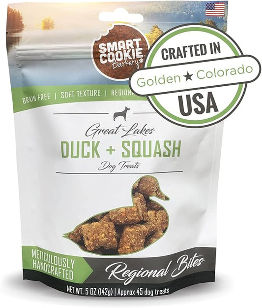 All Natural Dog Treats - Duck & Squash - Training Treats for Dogs with Allergies or Sensitive Stomachs - Soft Dog Treats, Grain Free Dog Treats, Chewy, Human-Grade, Made in USA - 5oz Bag