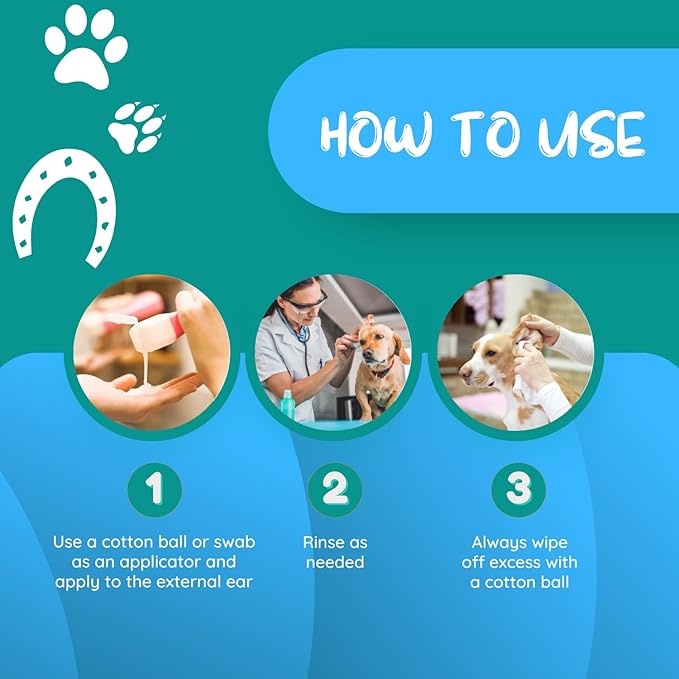 Laube Kelco Pet Ear Cleaner - Zap Ear Cleaning Solution for Dogs, Cats, Horses, and Pets - Anti-Itch Ear Wash and Debris Remover - Natural, pH Balanced, Biodegradable Vitamin E Formula (11 fl oz)