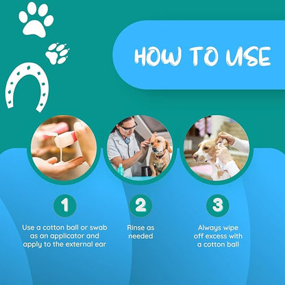 Laube Kelco Pet Ear Cleaner - Zap Ear Cleaning Solution for Dogs, Cats, Horses, and Pets - Anti-Itch Ear Wash and Debris Remover - Natural, pH Balanced, Biodegradable Vitamin E Formula (11 fl oz)