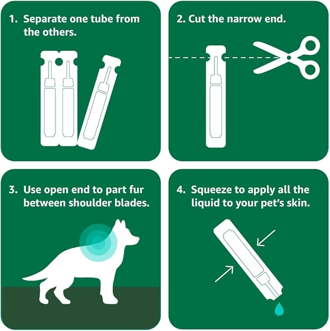 Amazon Basics Flea, Tick & Mosquito Topical Treatment for Small Dogs (4-10 pounds), 6 Count (Previously Solimo)