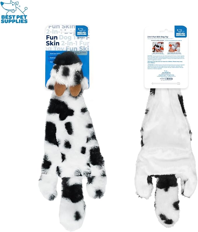 Best Pet Supplies Stuffing Free Squeaky Dog Toys for Small Dogs, Medium Dogs, and Large Dogs, Durable, Best Dog Chew Toy for Teething Puppy, Indoor Play, Holds Plastic Bottle - Cow, Medium