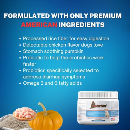 Probiotic for Dog Diarrhea, Anti Diarrhea for Dogs, Diarrhea Medicine for Dogs' Bloating, Gas, and Stomach Discomfort. Puppy Probiotics for Diarrhea. Dogs Upset Stomach Relief Medication.