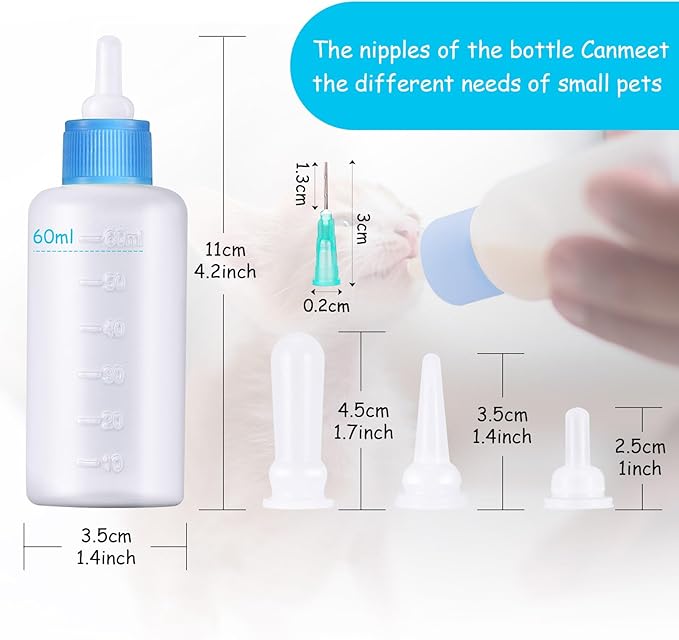 16 Pieces Pet Feeding Bottle Kit Kitten Bottles Kitten Milk Replacer Puppy Milk Feeder with Replacement Nipples Puppy Feeding Bottles for Small Animals Newborn Dog and cat Nursing Supplies
